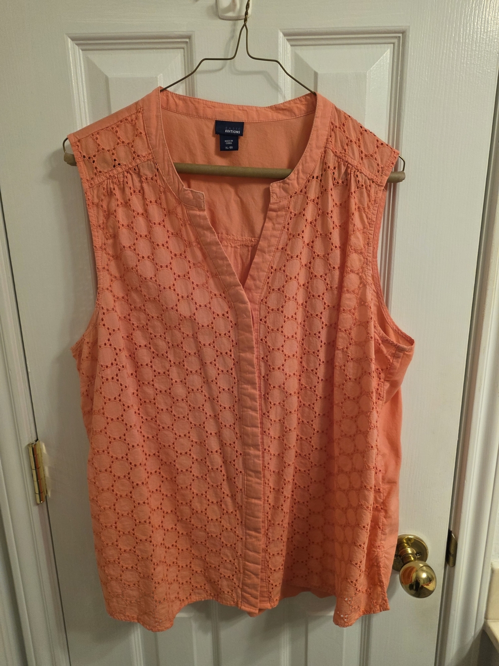 Basic Editions Coral Eyelet Sleeveless Top